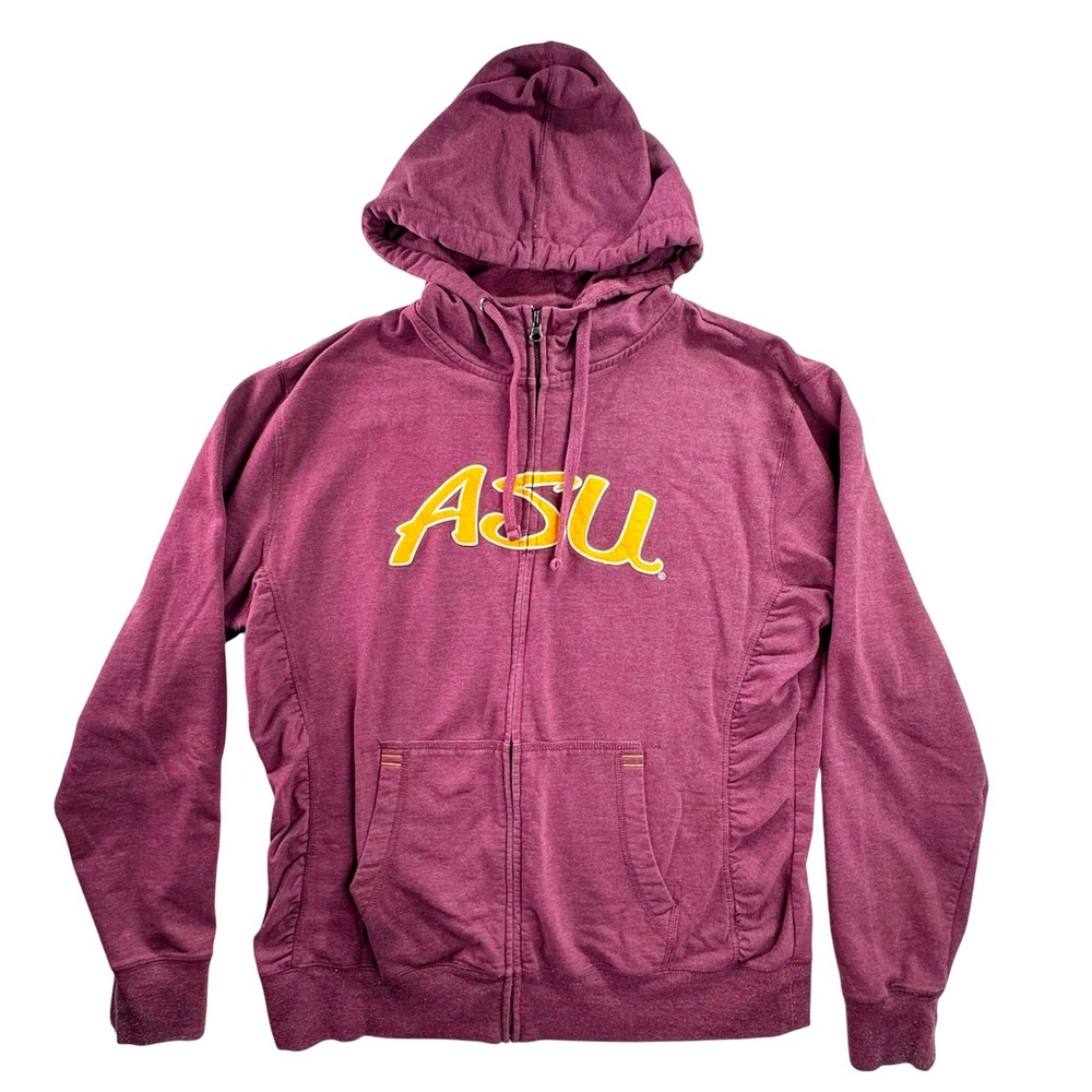 ASU Arizona State University Zip Up Hoodie Women XL Maroon Sun Devils Sweatshirt